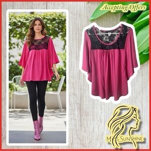 American City Wear NWOT - Sz XL - Pink Poncho short sleeve fuchsia hot pink